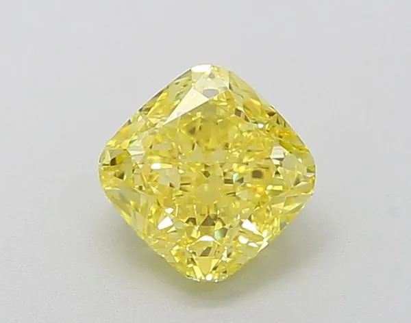1.16ct CUSHION Fancy Vivid Yellow VVS2 Coloured Lab diamond