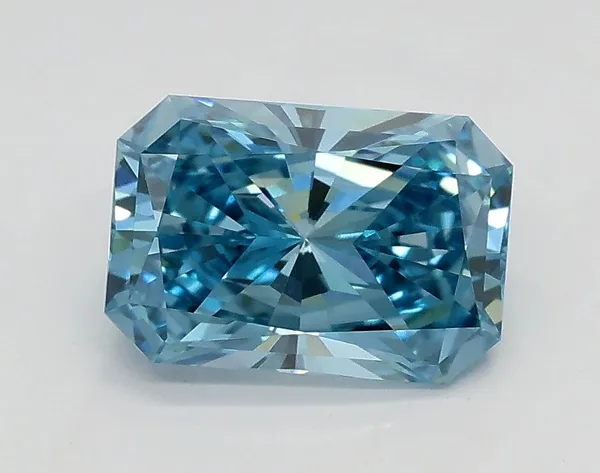1.23ct RADIANT Fancy Vivid Blue VS1 Coloured Lab diamond