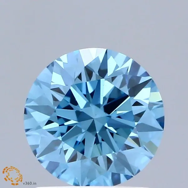 1.01ct ROUND Fancy Vivid Blue VS1 Coloured Lab diamond