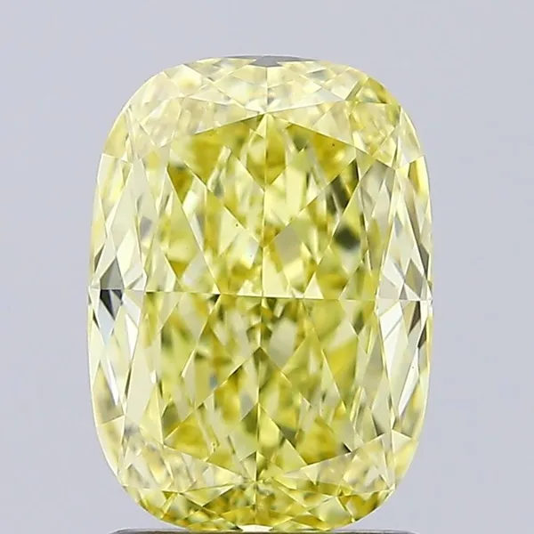 1.39ct CUSHION Fancy Intense Yellow VVS2 Coloured Lab diamond