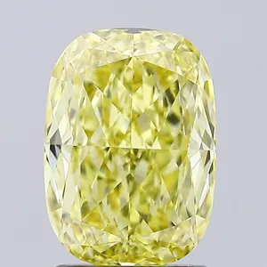 1.39ct CUSHION Fancy Intense Yellow VVS2 Coloured Lab diamond