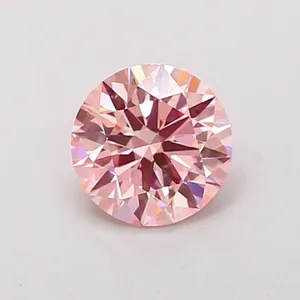 0.95ct ROUND Fancy Vivid Pink VVS2 Coloured Lab diamond