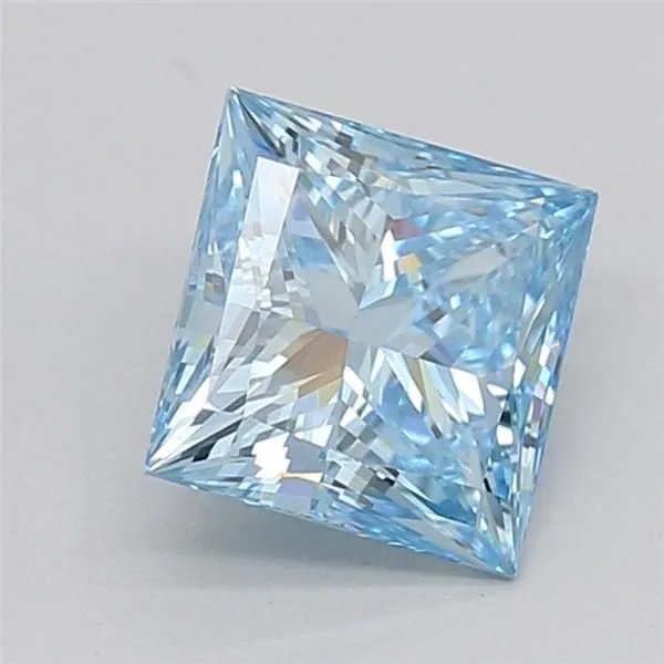 1.76ct PRINCESS Fancy Vivid Blue VS1 Coloured Lab diamond