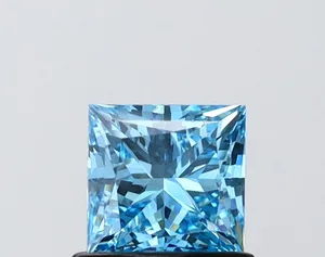 0.8ct PRINCESS Fancy Vivid Blue VVS2 Coloured Lab diamond