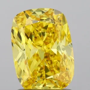 1.18ct CUSHION Fancy Vivid Yellow VS2 Coloured Lab diamond