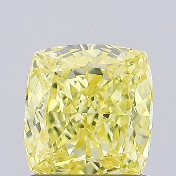 0.83ct CUSHION Fancy Intense Yellow VS1 Coloured Lab diamond