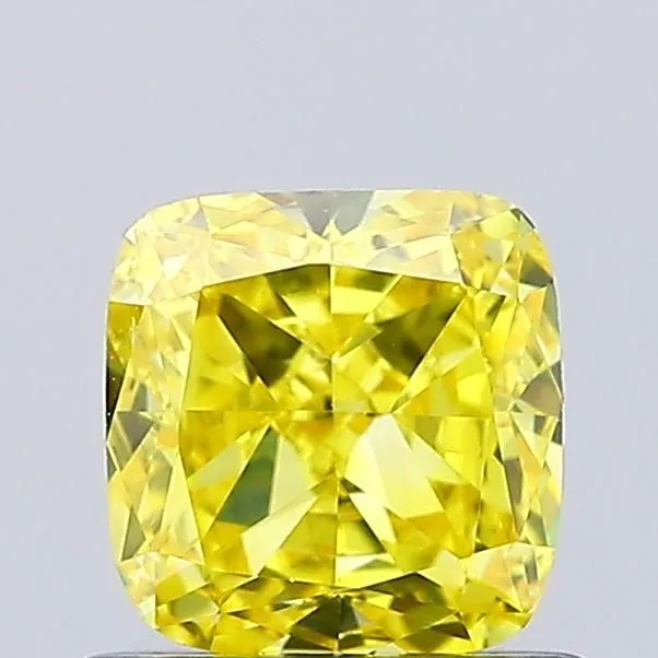 0.80ct CUSHION Fancy Vivid Yellow VVS2 Coloured Lab diamond