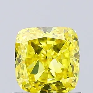 0.8ct CUSHION Fancy Vivid Yellow VVS2 Coloured Lab diamond