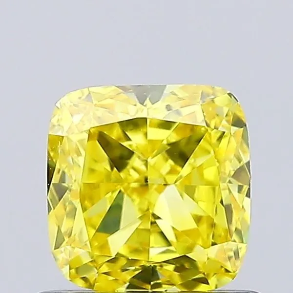0.8ct CUSHION Fancy Vivid Yellow VVS2 Coloured Lab diamond