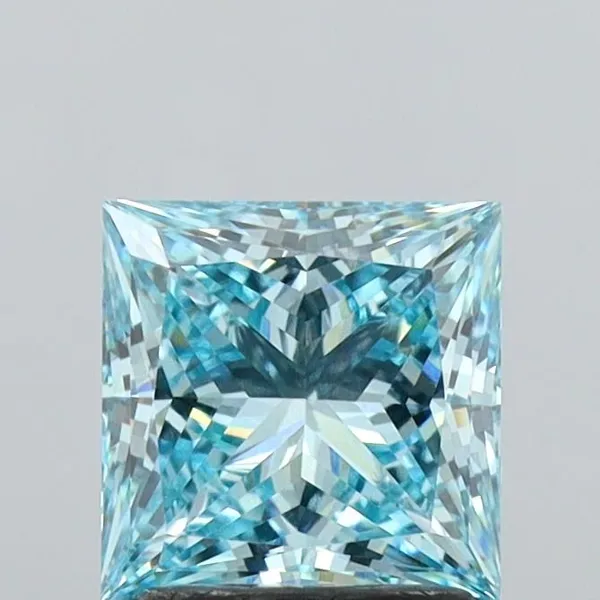 1.92ct PRINCESS Fancy Vivid Blue VVS2 Coloured Lab diamond