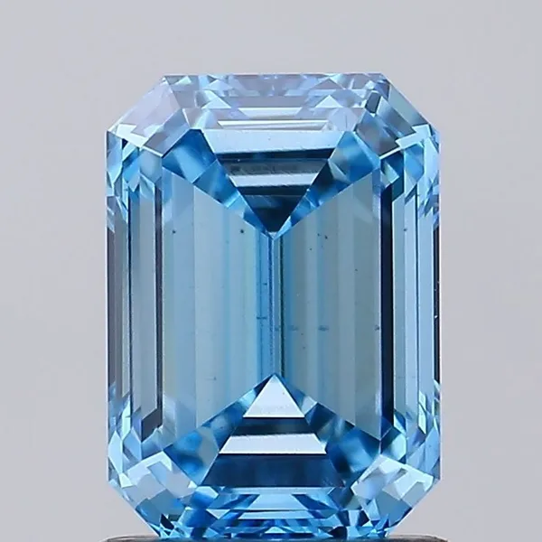 1.49ct EMERALD Fancy Vivid Blue VS2 Coloured Lab diamond