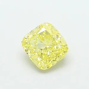 0.6ct CUSHION Fancy Intense Yellow VVS2 Coloured Lab diamond