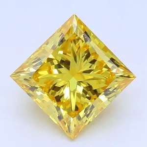 1.07ct PRINCESS Fancy Vivid Yellow VS1 Coloured Lab diamond