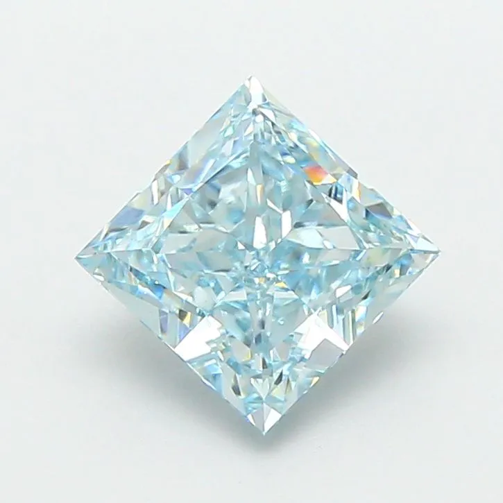 1.60ct PRINCESS Fancy Vivid Blue VVS2 Coloured Lab diamond