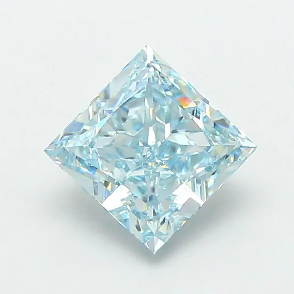 1.6ct PRINCESS Fancy Vivid Blue VVS2 Coloured Lab diamond