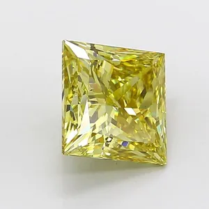 4.06ct PRINCESS Fancy Intense Yellow VS1 Coloured Lab diamond