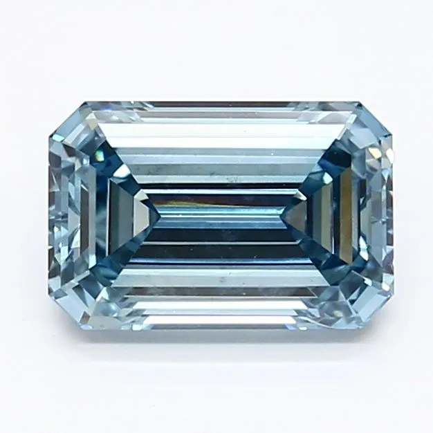 1.37ct EMERALD Fancy Vivid Blue VS2 Coloured Lab diamond