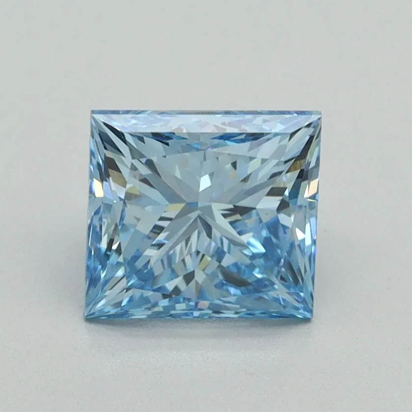1.52ct PRINCESS Fancy Vivid Blue VS1 Coloured Lab diamond