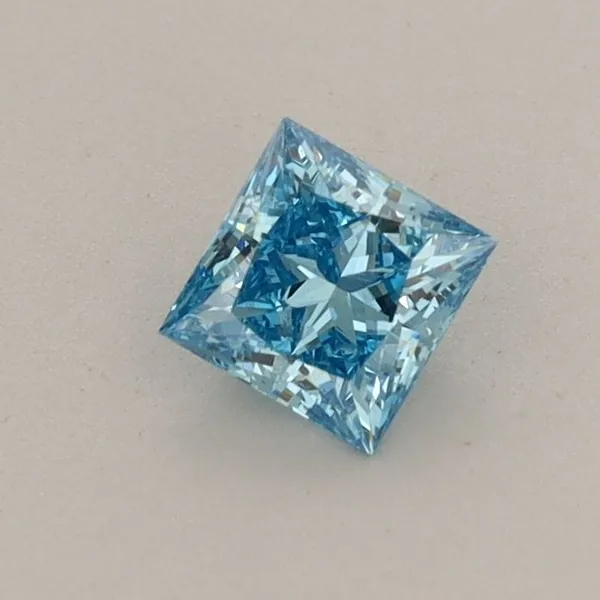 0.39ct PRINCESS Fancy Vivid Blue VVS2 Coloured Lab diamond