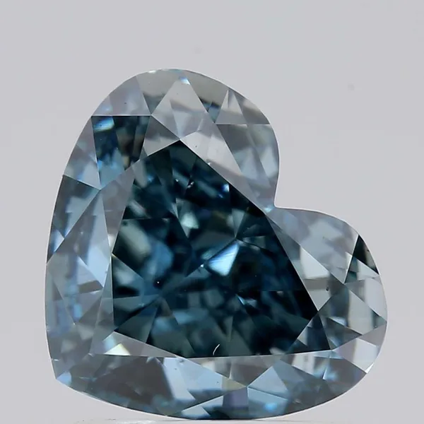 1.6ct HEART Fancy Vivid Green Blue VS2 Coloured Lab diamond