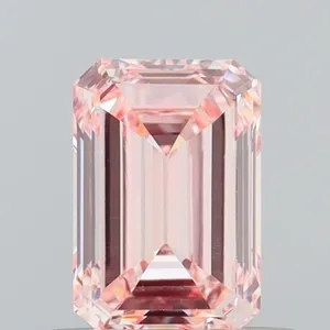 0.66ct EMERALD Fancy Intense Pink VS2 Coloured Lab diamond