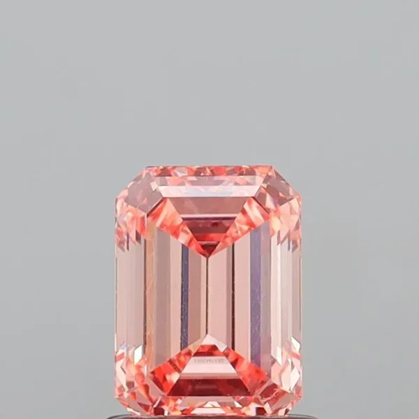 1.14ct EMERALD Fancy Intense Orangey Pink VS1 Coloured Lab diamond