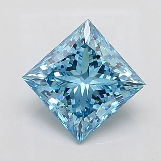 1.56ct PRINCESS Fancy Vivid Blue VS2 Coloured Lab diamond