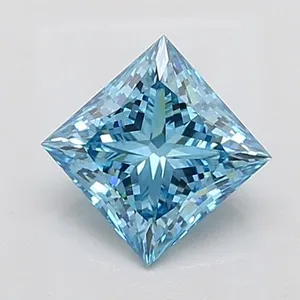 1.56ct PRINCESS Fancy Vivid Blue VS2 Coloured Lab diamond