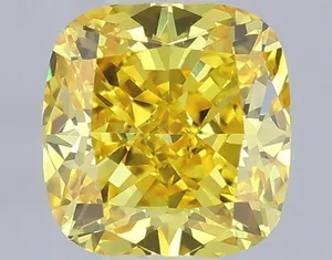 0.49ct CUSHION Fancy Vivid Yellow VVS2 Coloured Lab diamond