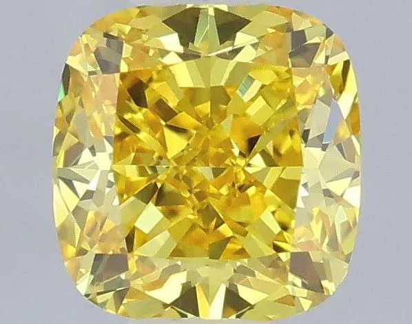 0.49ct CUSHION Fancy Vivid Yellow VVS2 Coloured Lab diamond