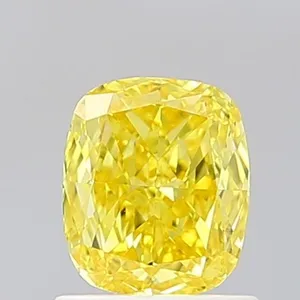 1.01ct CUSHION Fancy Vivid Yellow VS1 Coloured Lab diamond