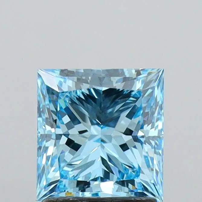 1.92ct PRINCESS Fancy Vivid Blue VVS2 Coloured Lab diamond