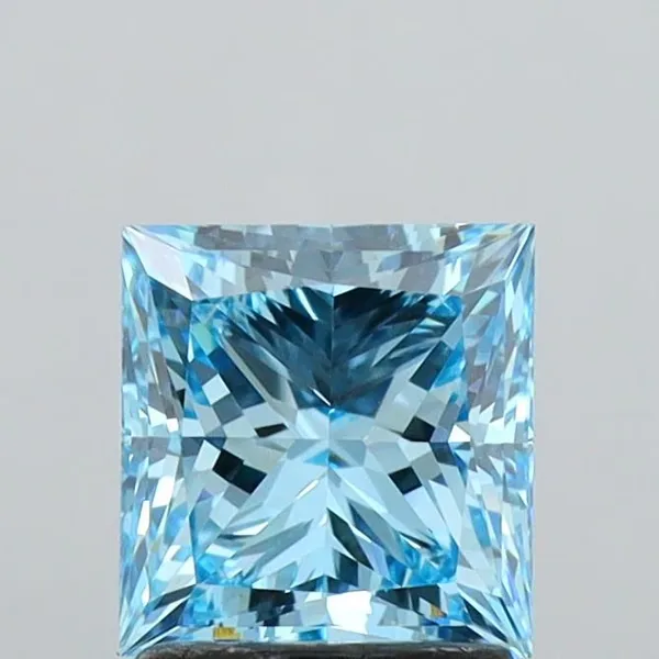 1.92ct PRINCESS Fancy Vivid Blue VVS2 Coloured Lab diamond