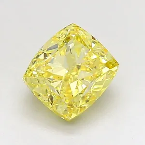 1ct CUSHION Fancy Intense Yellow VS2 Coloured Lab diamond