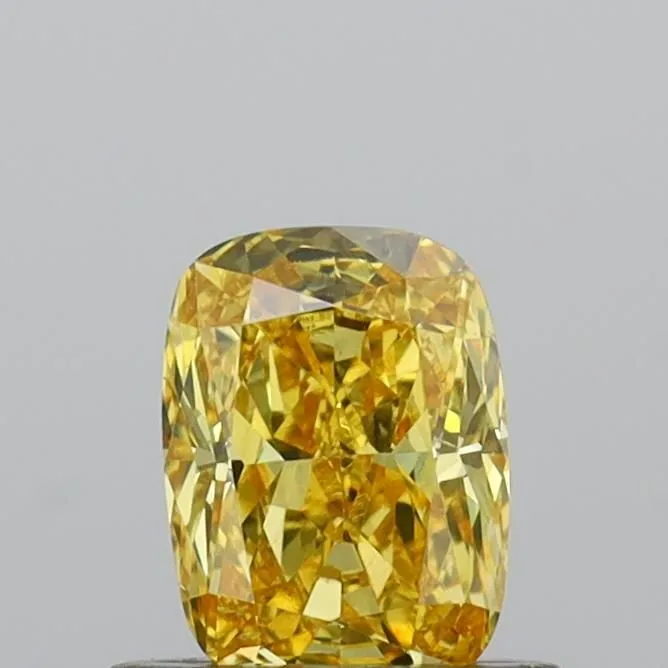 0.60ct CUSHION Fancy Vivid Yellow VS1 Coloured Lab diamond