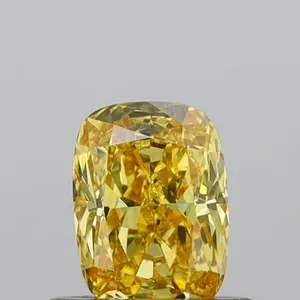 0.6ct CUSHION Fancy Vivid Yellow VS1 Coloured Lab diamond