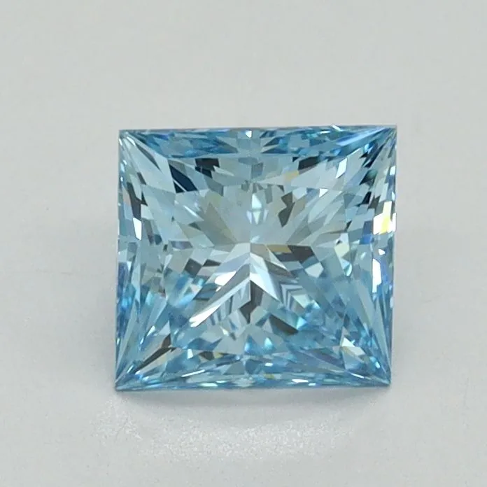 0.90ct PRINCESS Fancy Vivid Blue VS1 Coloured Lab diamond
