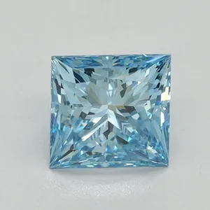 0.9ct PRINCESS Fancy Vivid Blue VS1 Coloured Lab diamond