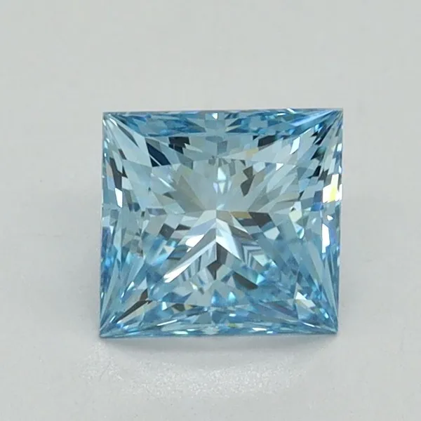 0.9ct PRINCESS Fancy Vivid Blue VS1 Coloured Lab diamond