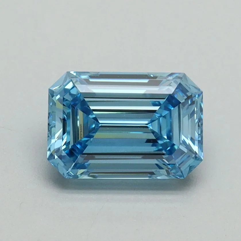 1.08ct EMERALD Fancy Vivid Blue VVS2 Coloured Lab diamond