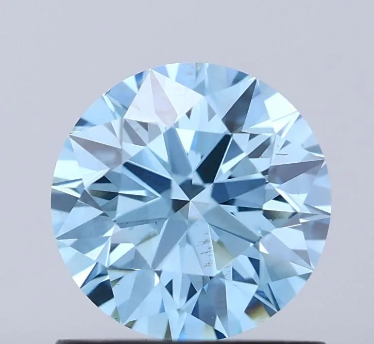 0.90ct ROUND Fancy Vivid Blue VS1 Coloured Lab diamond