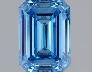 1.42ct EMERALD Fancy Vivid Blue VVS2 Coloured Lab diamond