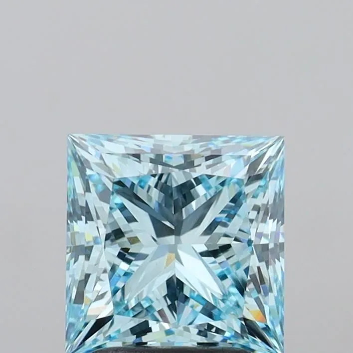 2.35ct PRINCESS Fancy Vivid Blue VVS2 Coloured Lab diamond