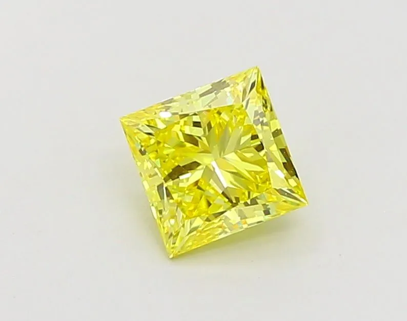 1.08ct PRINCESS Fancy Vivid Yellow VS1 Coloured Lab diamond