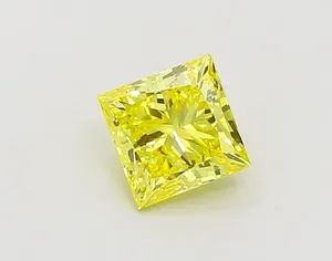 1.08ct PRINCESS Fancy Vivid Yellow VS1 Coloured Lab diamond