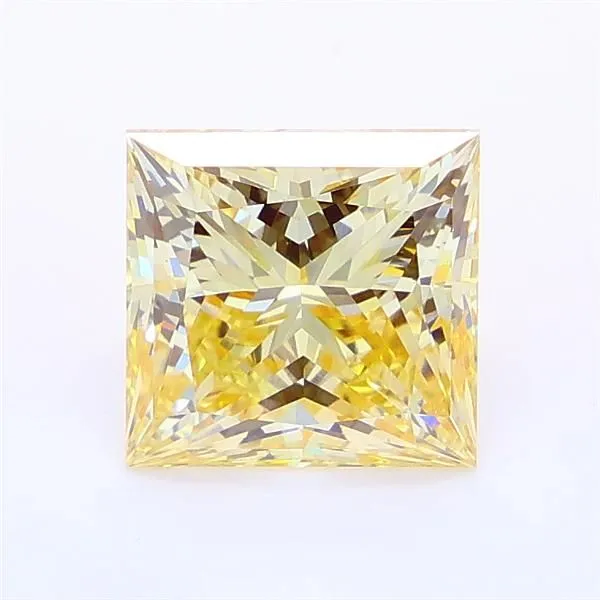 3.06ct PRINCESS Fancy Light Orangey Yellow VVS2 Coloured Lab diamond