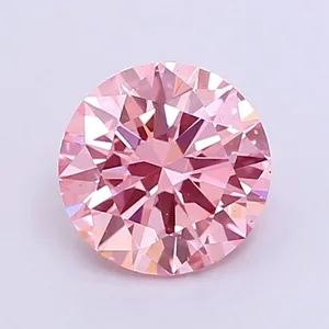 0.95ct ROUND Fancy Vivid Pink VVS2 Coloured Lab diamond