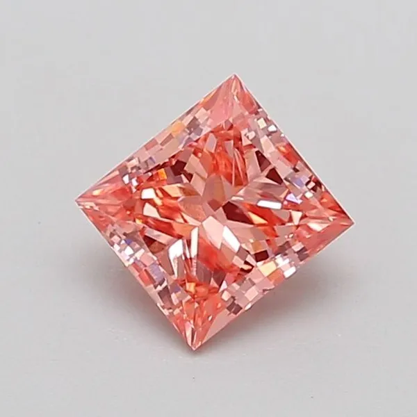 1.13ct PRINCESS Fancy Intense Orangey Pink VS2 Coloured Lab diamond