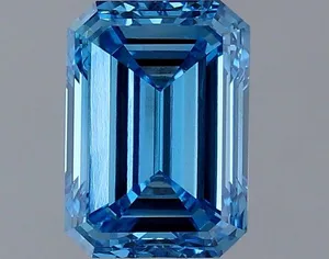 1.42ct EMERALD Fancy Vivid Blue VVS2 Coloured Lab diamond