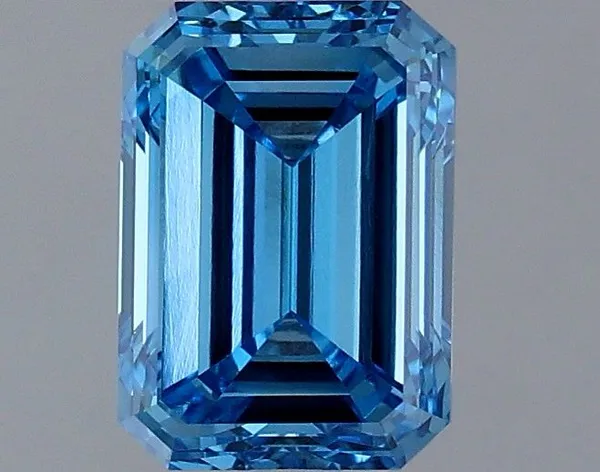 1.42ct EMERALD Fancy Vivid Blue VVS2 Coloured Lab diamond